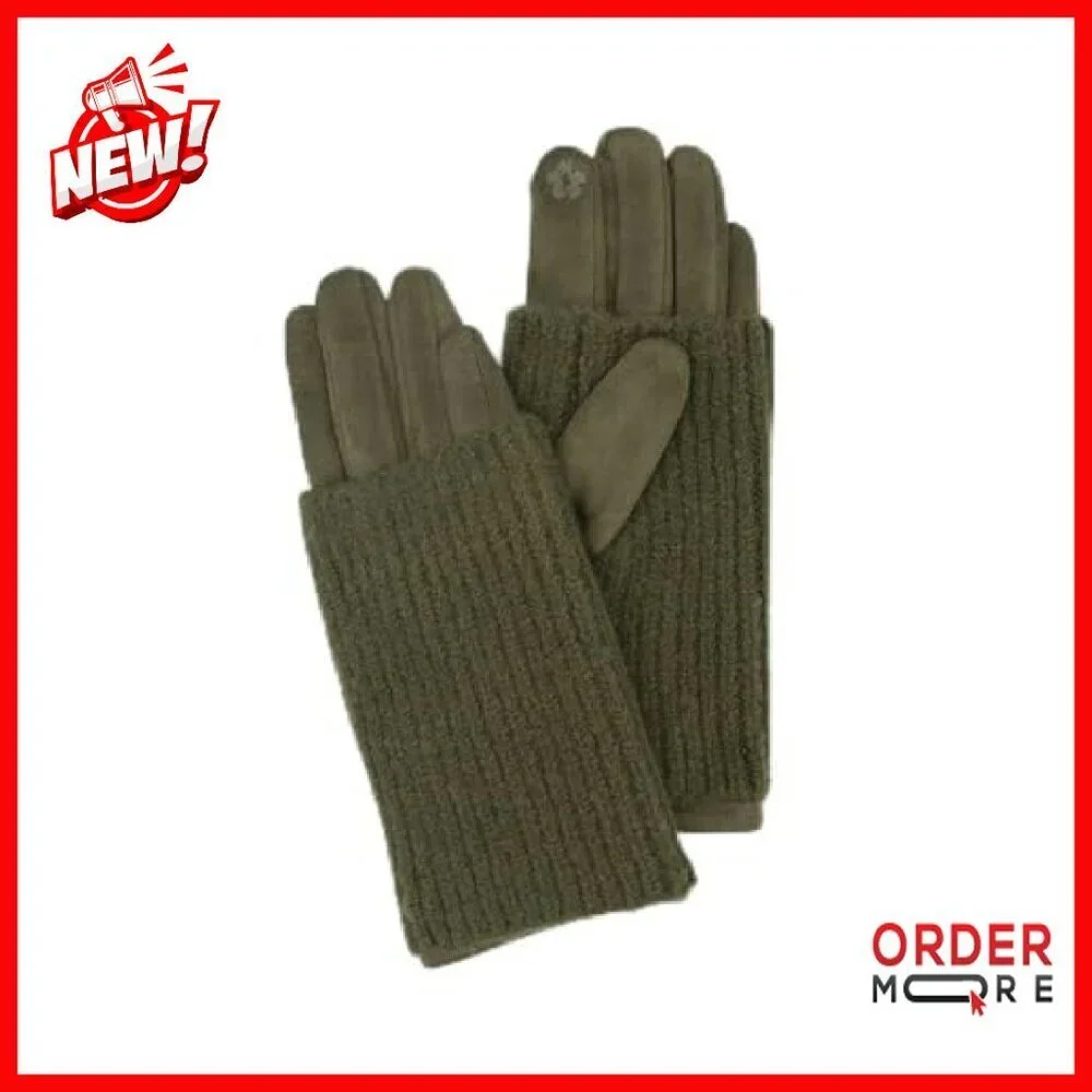 Faux Suede Gloves with Removable Knit Wrist Warmers, Cold Weather